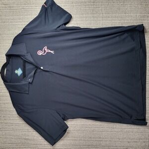 Chubbies Polo Shirt Mens Large Navy Blue Flamingo Logo Performance Golf Casual‎